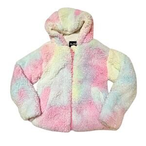 Miss Selfie Sherpa Fleece Tie Dye Jacket Size 8